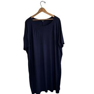 Eileen Fisher Viscose Nylon Pullover Short Sleeve Dress